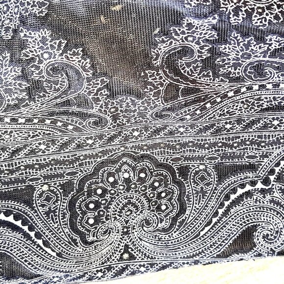 Unbranded OSFM Sheer Cover Up Fringe Black White Boho Artsy - Picture 4 of 7